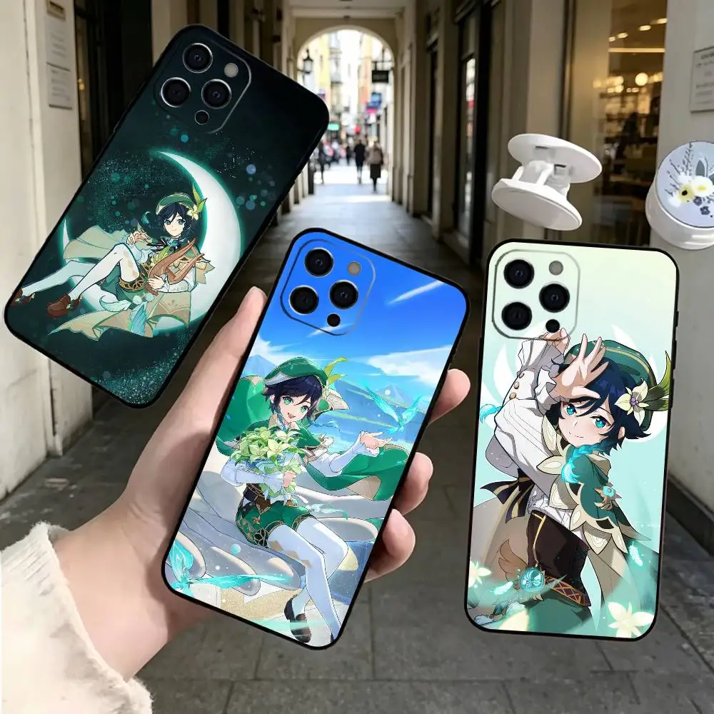 

genshin impact Venti Phone Case For iPhone 17,16,15,14,13,12,11 Plus,Pro Max,XS,Soft Silicone Black Cover