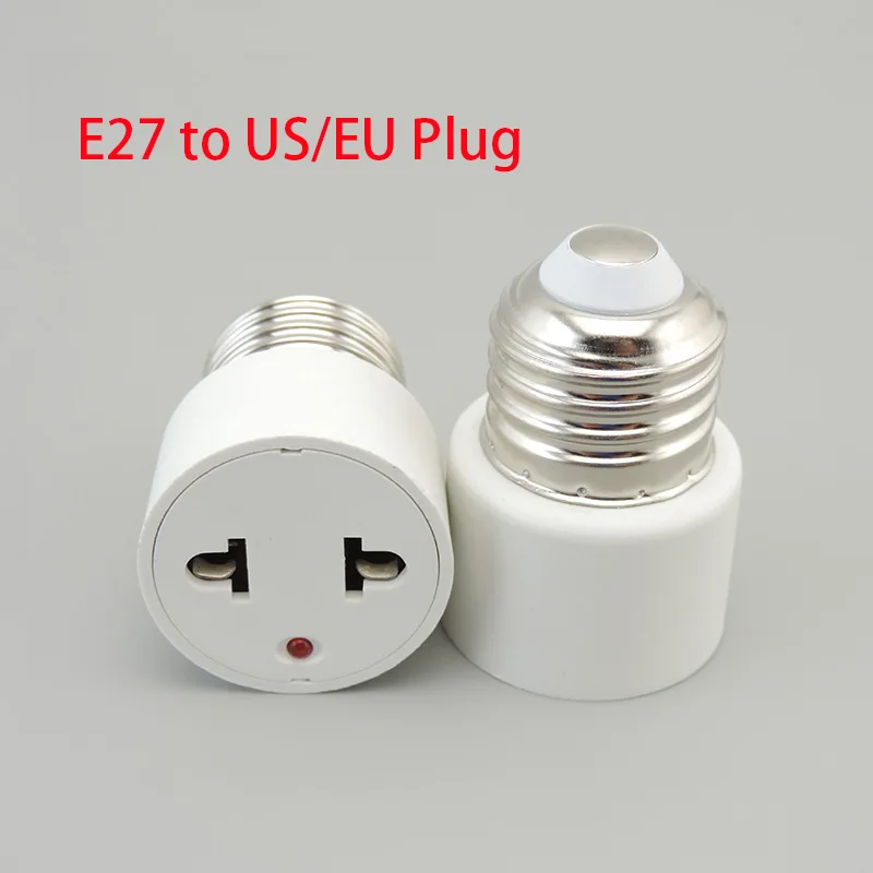 E27 Bulb To US/EU Plug Light Fixture Bulb Base Lamp Socket Adapter Convert E27 Base