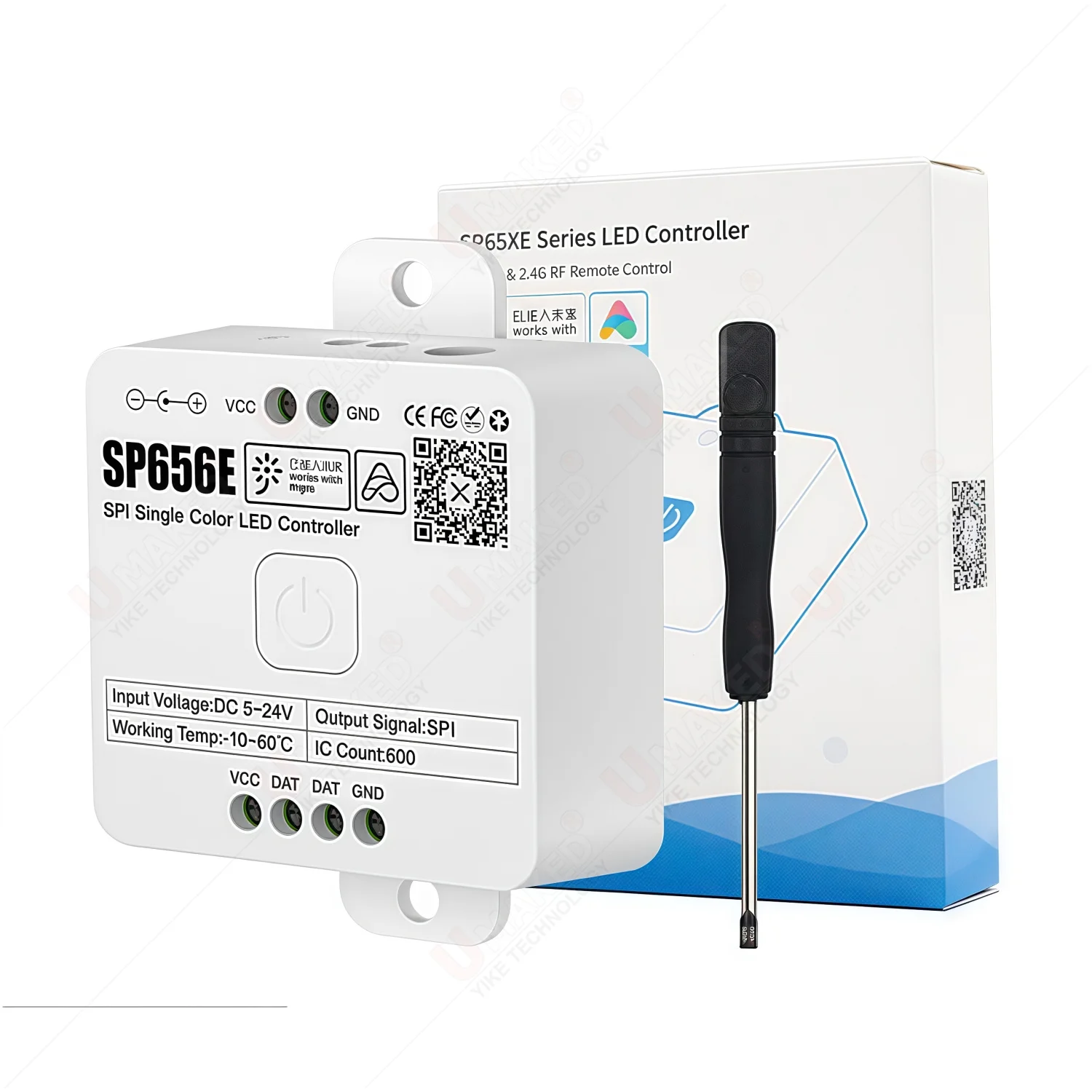 SP656E SPI monochrome LED controller supports both Mi Home APP and Banlanx dual APP control RB1/RC1 remote control DC5V/12V/24V