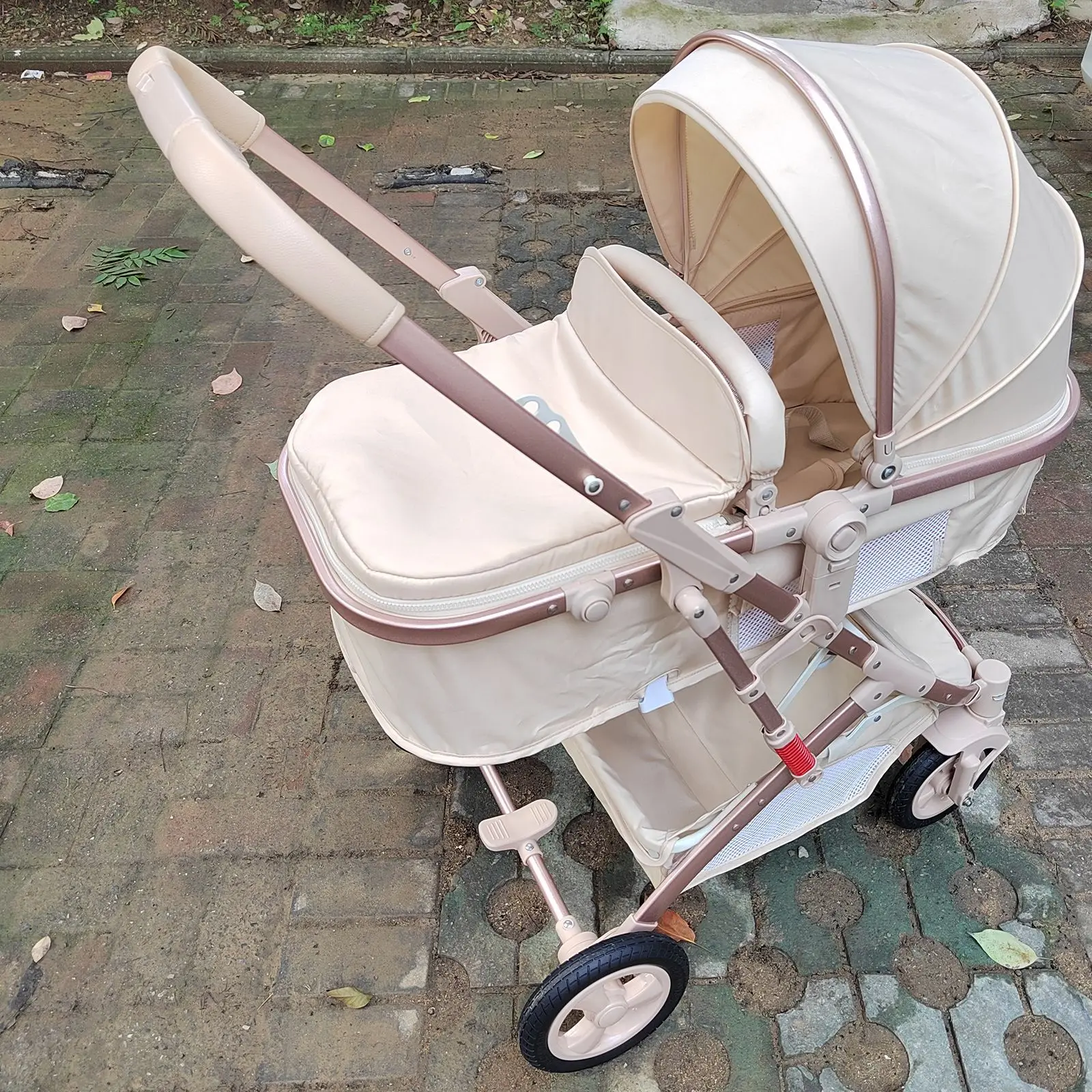 عربة أطفال يمكن الجلوس والاستلقاء أضعاف امتصاص الصدمات متعددة الوظائف اتجاهين الوليد الطفل سلة ذات المناظر الطبيعية العالية عربة أطفال #3