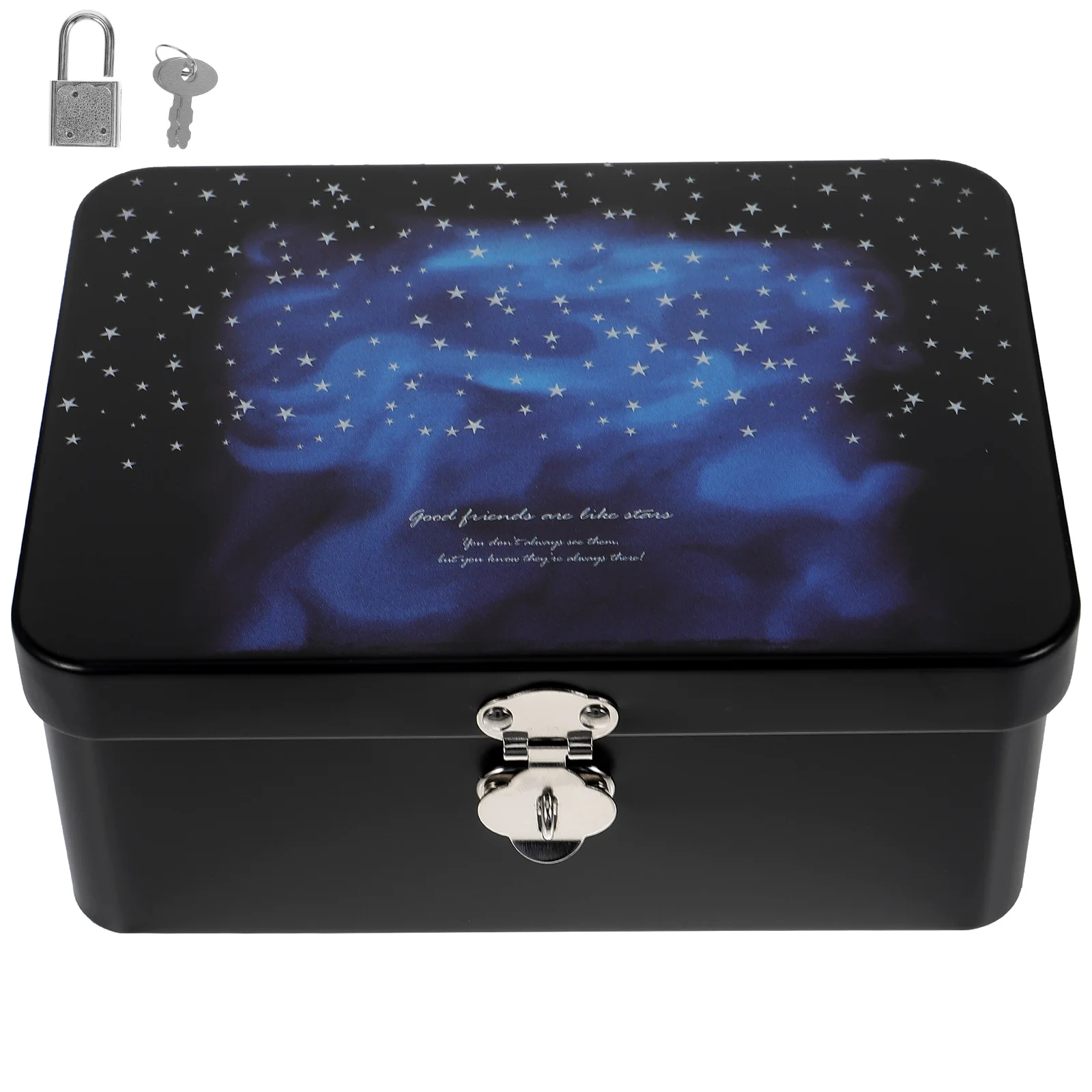 

Tin Retro Tinplate Box with Lock Storage Piggy Bank Jewelry Souvenir Crate Christmas Container