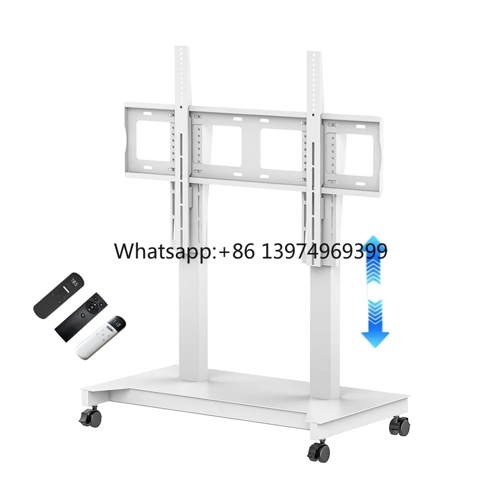 Mobile TV Trolley for 52-100 Inch TVs up to 1000N, Rolling TV Stand with Height Adjustable & Remote Control for Office Home