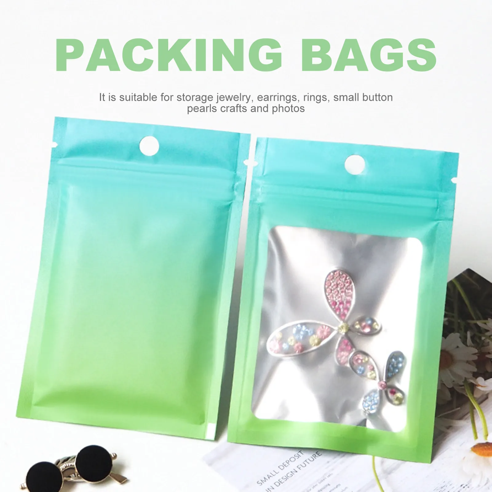 100Pcs Self-Sealing Jewelry Pouches Premium Material Dustproof Lightweight Long-Lasting Compact Storage Accessories for Rings