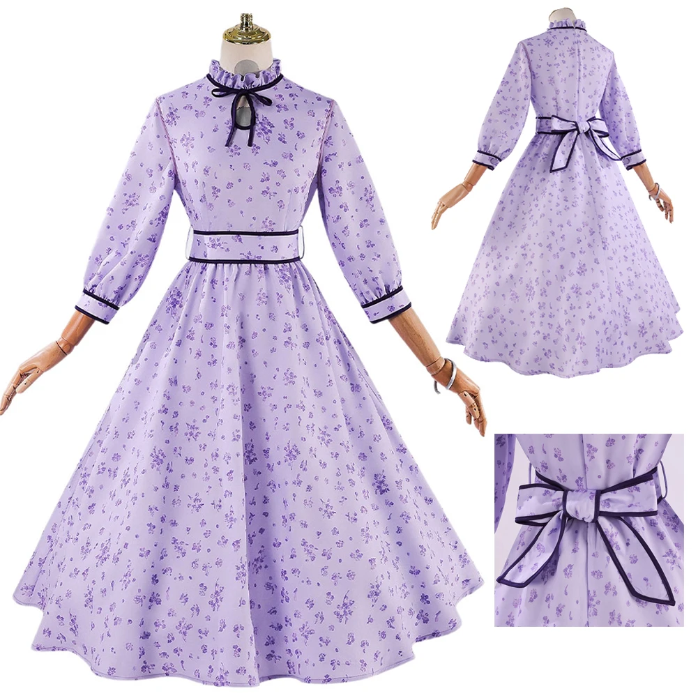 

Fern Dress Cosplay Frieren Beyond Journey End Costume Purple Clothing Skirts Belt Set Halloween Women Female Roleplay Suits