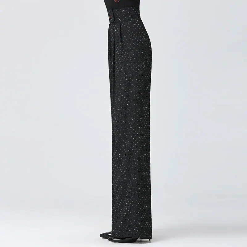 Doubl Hot Diamond Moden Dance Pants pantaloni speciali da ballo da donna Ballroom Dazzling Ballroom Dance Practice Pants