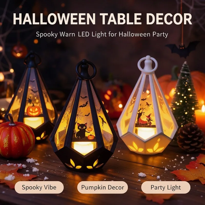 Portable LED Halloween Night Light Halloween Christmas Table Decorative Ornament for Indoor Holiday Decoration Glow Light Up Toy