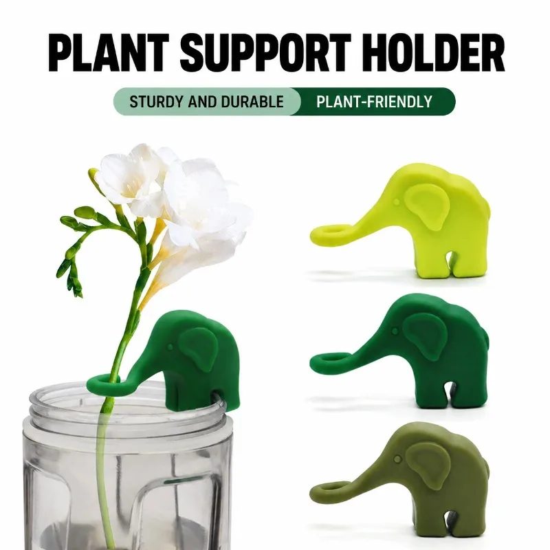 Plant Propagation Buddy Animal Silicone Elephant Plant Support Stand, Green Plant Holder for Garden, Cute Decor for Indoor