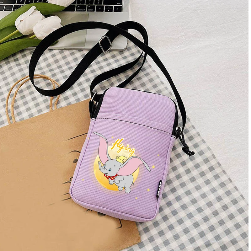 Disney alenka dumbo dámská crossbody brašna 2024 jednoduchý líbezný bedra brašna plátna kreslený oblíbený móda women'sshoulder pytle