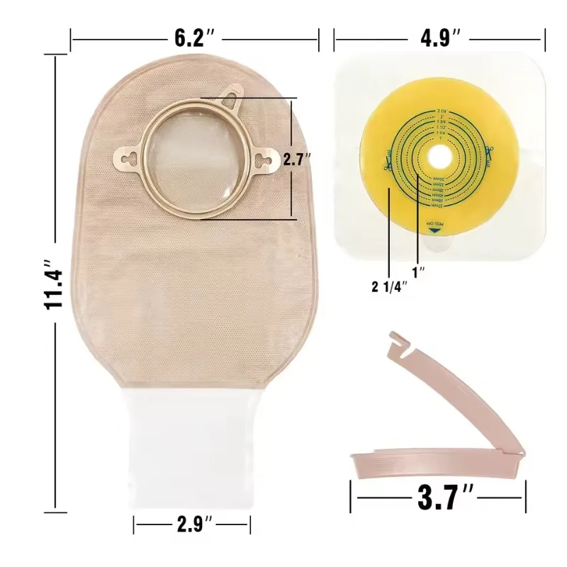 10barriers/15bags+6barriers Ostomy Supplies Colostomy Bags Two Piece Drainable Pouches with hoop and look Ileostomy Stoma Care