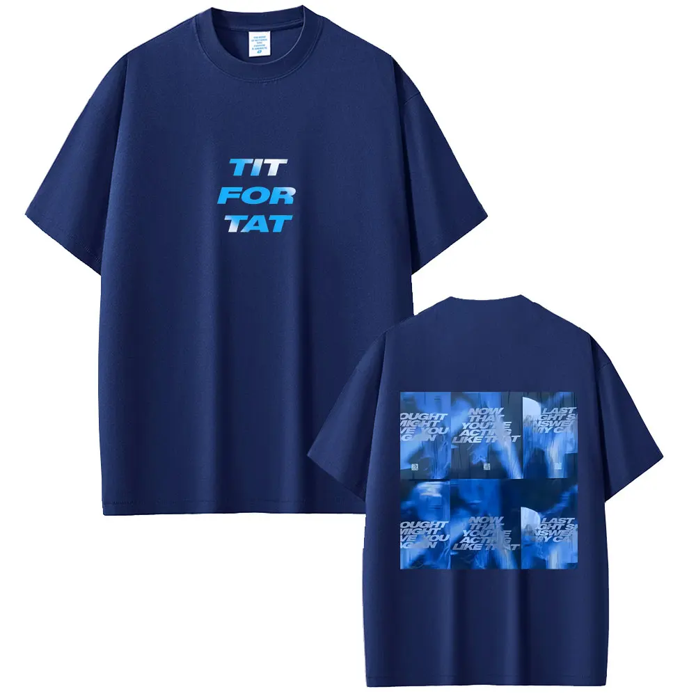 Tate McRae TiT for Tat Graphic T Shirt Men Women Hip Hop Fashion Pop Music T-shirt Unisex Casual Cotton Short Sleeve T-shirts - Image 3
