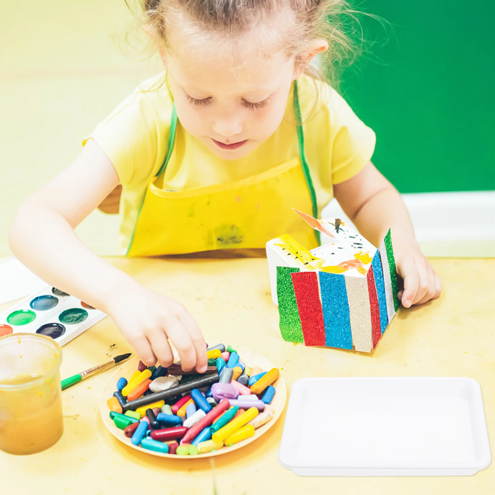 

3pcs Food Grade Plastic Tray School Painting Experiment PP Durable Easy Clean Kids Art Craft Gift Plastic School Tray Art