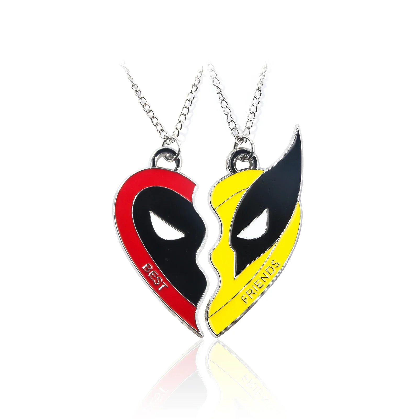 Red and yellow clown mask keychain pendant heart combination