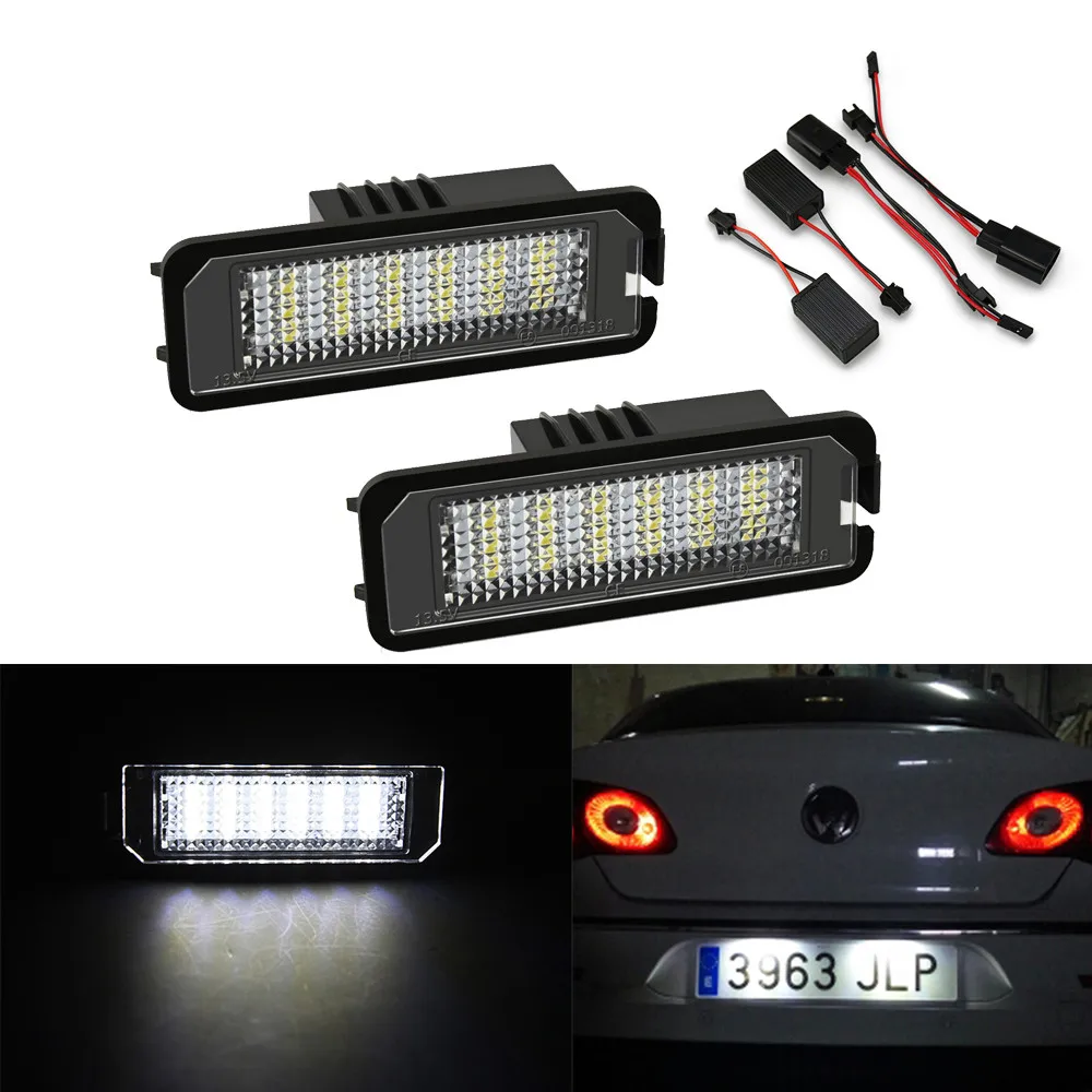 

2Pcs LED License Number Plate Light For VW Golf MK4 MK5 MK6 Passat Polo CC Eos Scirocco Car Lights Automobiles Parts