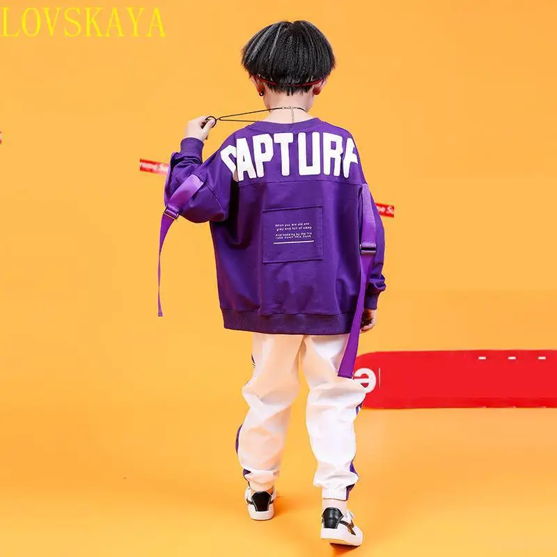 Disfraces de baile de salón de Hip Hop para niños y niñas, Camiseta de algodón para niños, sudadera, pantalones para correr, espectáculo de rendimiento, ropa de baile de Jazz