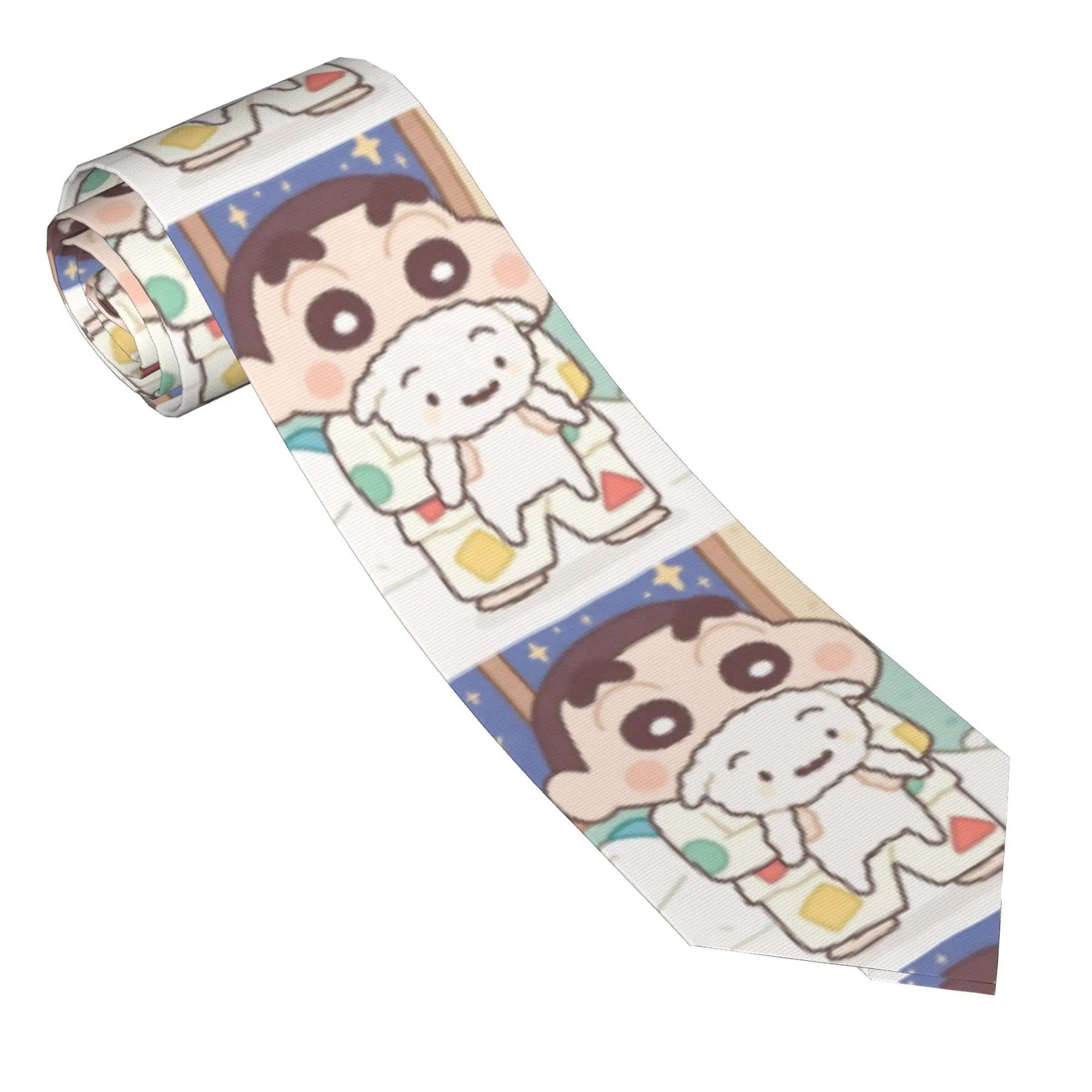 Shinchan Pajamas Shiro Neckties Unisex 8 cm Casual  Wide Neck Ties for Mens Daily Wear Cravat Wedding Accessories Cosplay Props