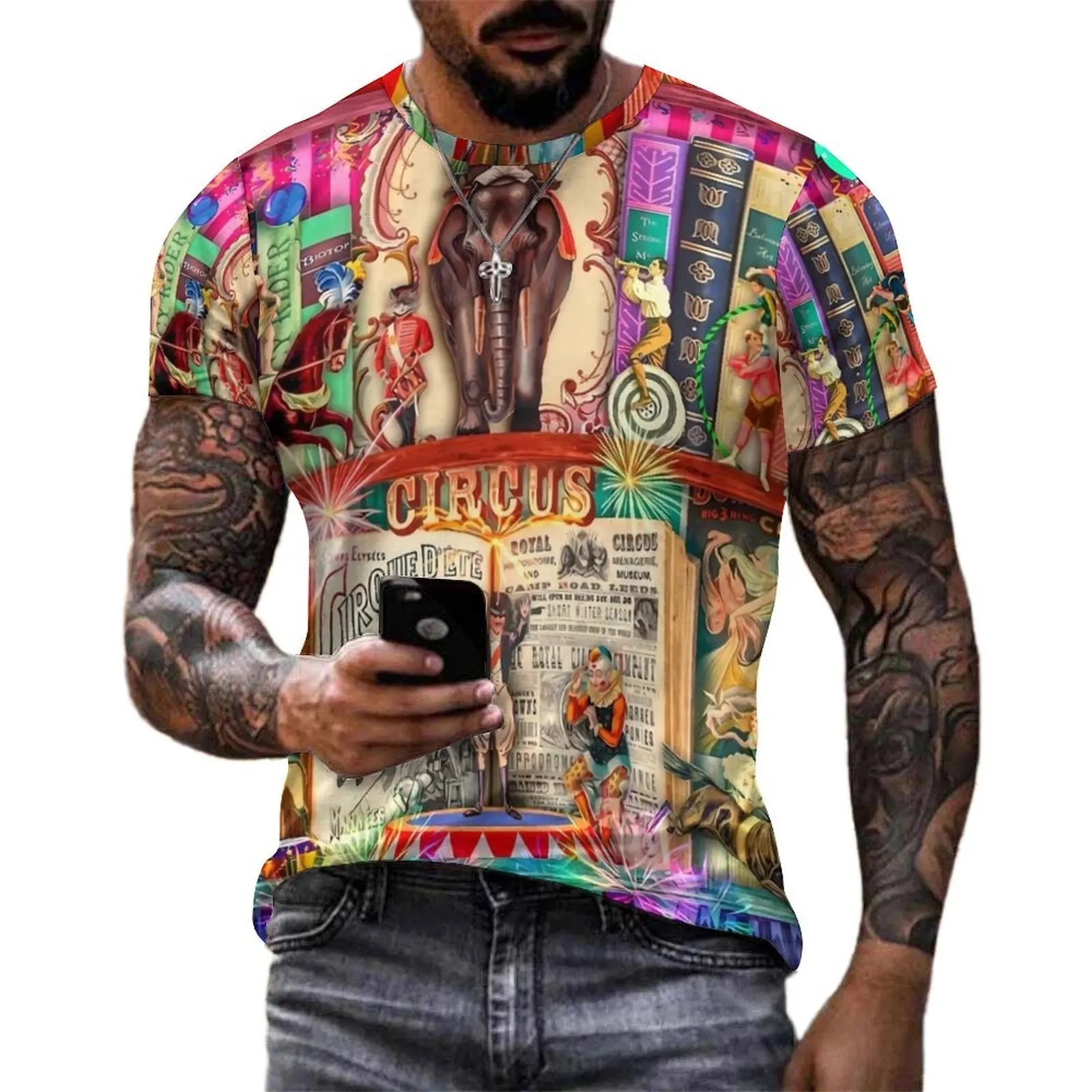 Summer T Shirt Library T Shirts The Marvelous Circus Casual Fashion Tees For Men Short Sleeve Graphic Oversized Clothing