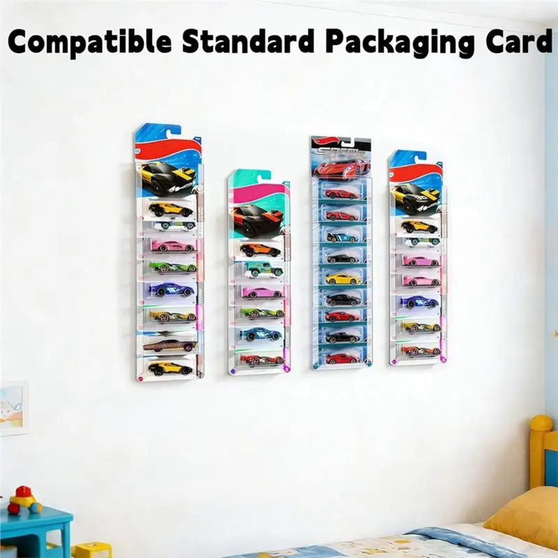 DT19 Klare Vitrine 25 Stück für Verpackte Modellautos, Wandmontage-Aufbewahrungsorganizer für Autos, Transparenter Kunststoff