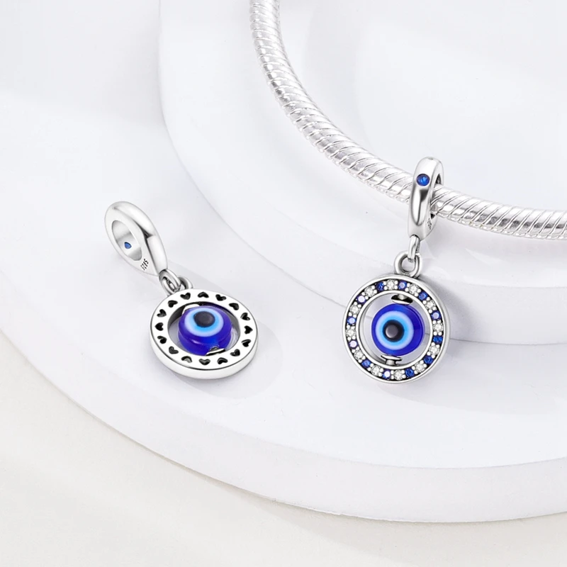 2024 Hot Sale Evil Eye Charm Fits Pandora Bracelet Necklace Keychain For Women 925 Silver Pendant Beads DIY Jewelry Fine Gift