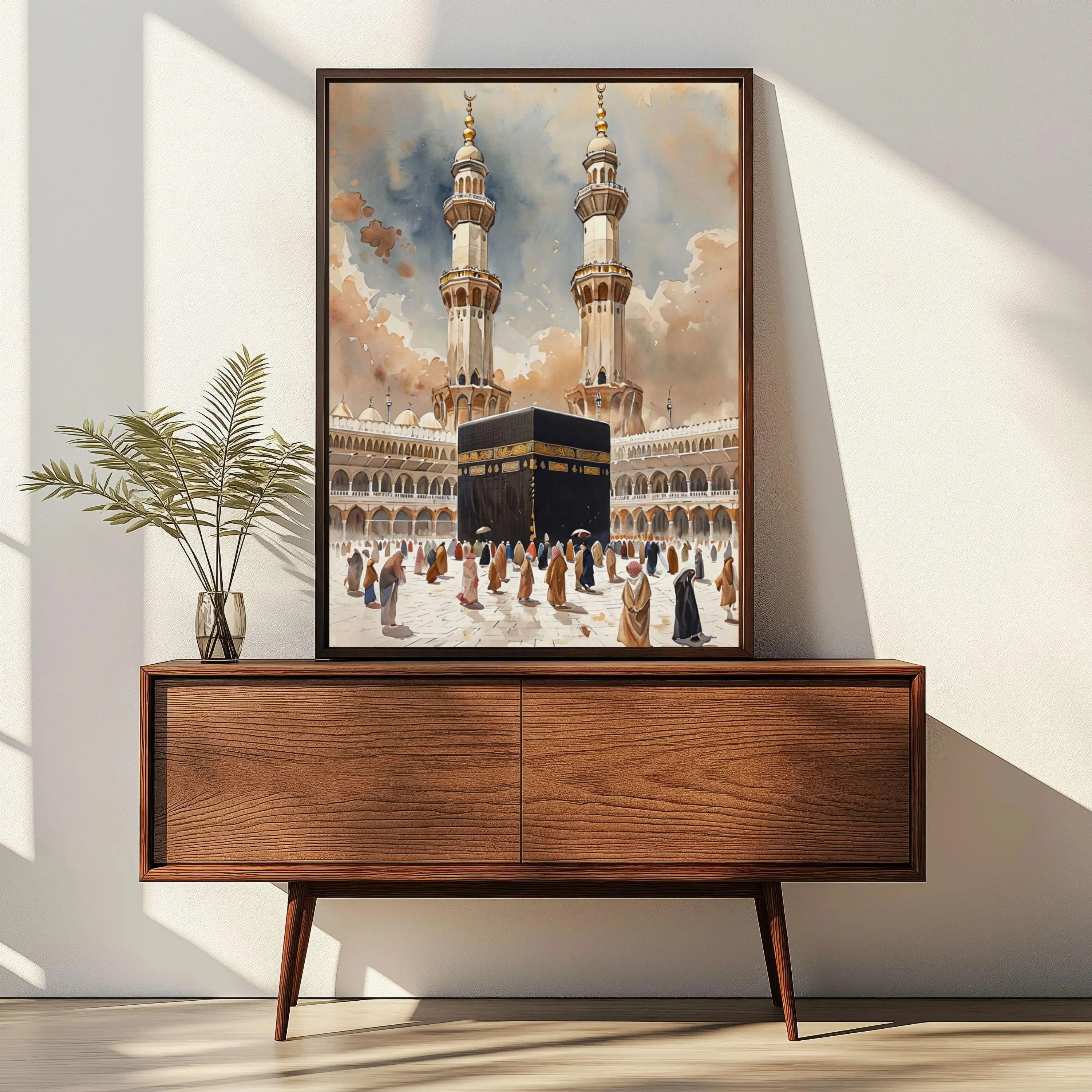 1PC frameless decorative art print,Vintage Islamic Ethnic Faith Religious Continue Masjid Aqsa Kaaba Nabawi Peace Posters Canvas