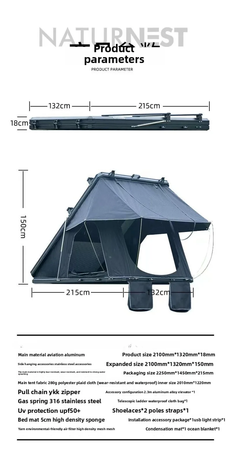 Car Tent Quick Open Camping Camping Sun Protection Rain Protection Warm Foldle Car SUV Off-Road