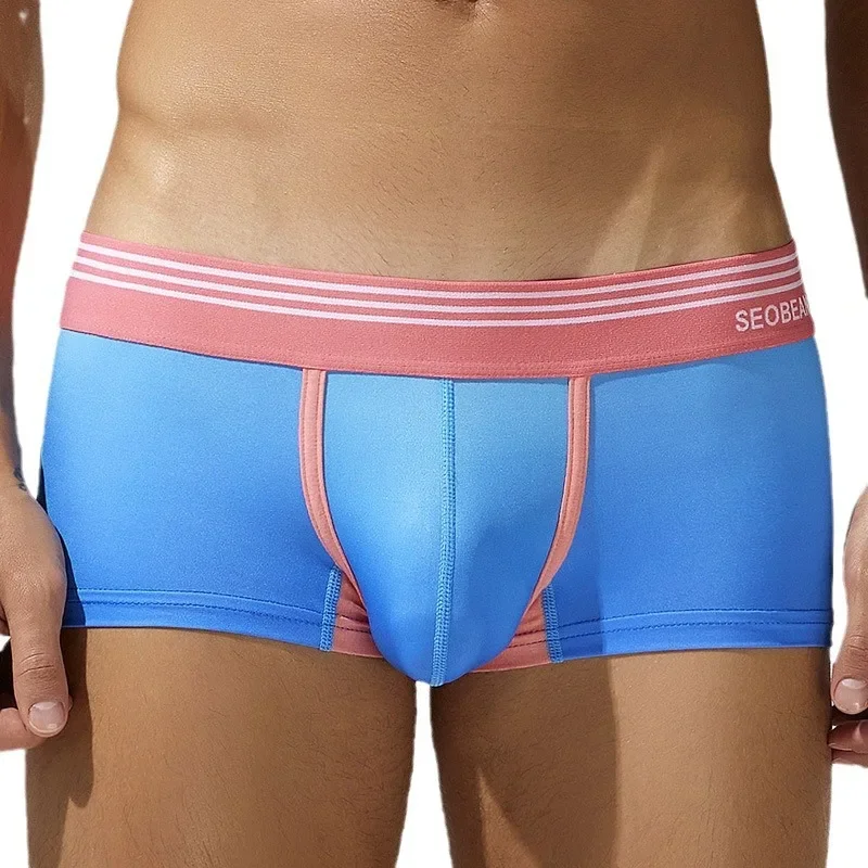 Heren U Bolle Buidel Ondergoed Voor Jongeren Sexy Lage Taille Polyester Gradiënt Enkellaags Boxer Korte Jeugdbodem Lingerie