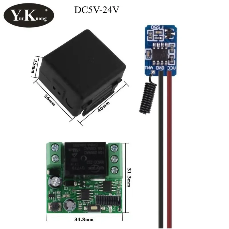 Remote Control Switch DC 5V 9V 12V 14V 16V 18V 24V RF DC Wireless Relay Contact Smart Home 1527 Transmitter Remote PCB TX 433