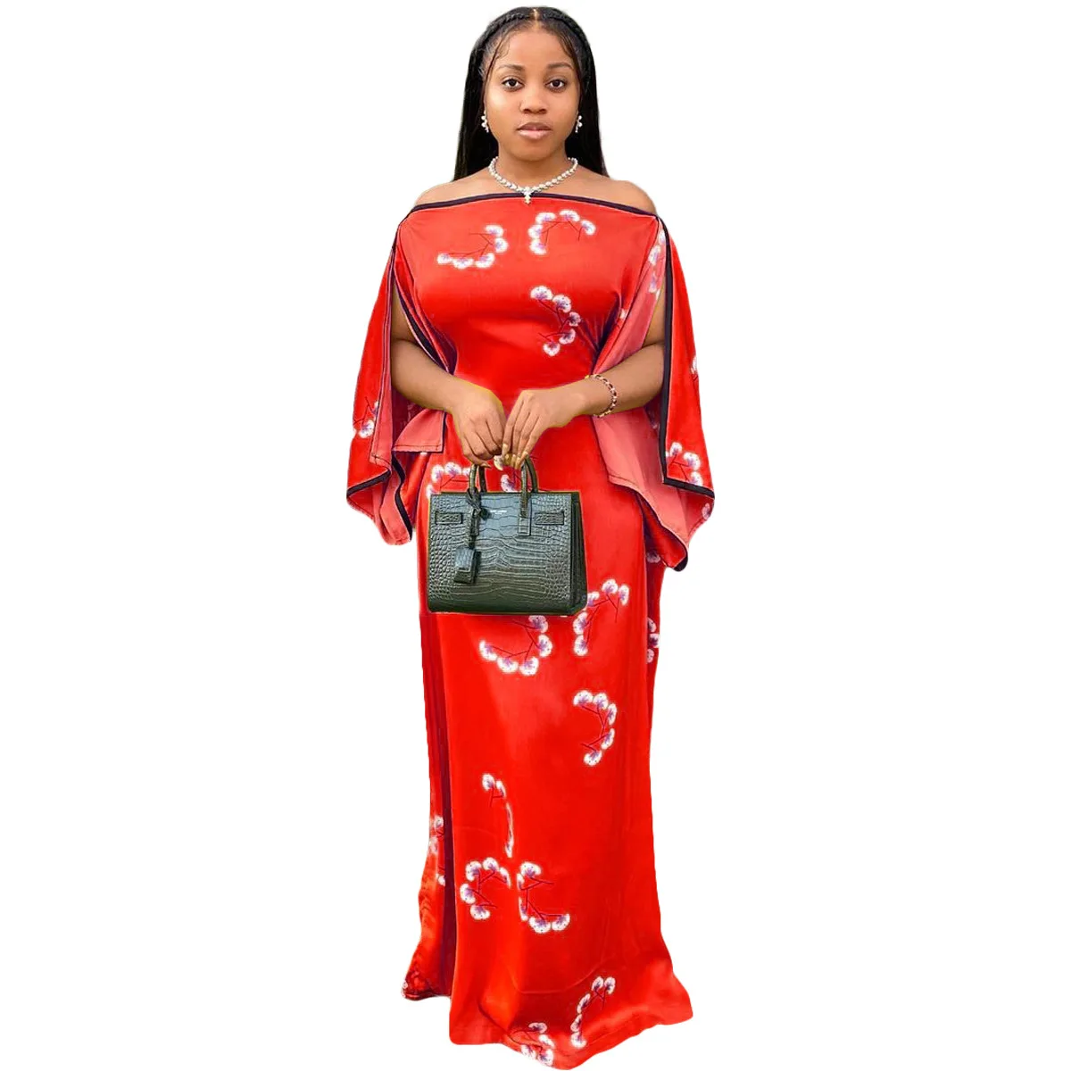 2022 Summer Fashion Style African Women Short Sleeve Polyester Printing Long Dress Maxi Dress African Dresses for Women