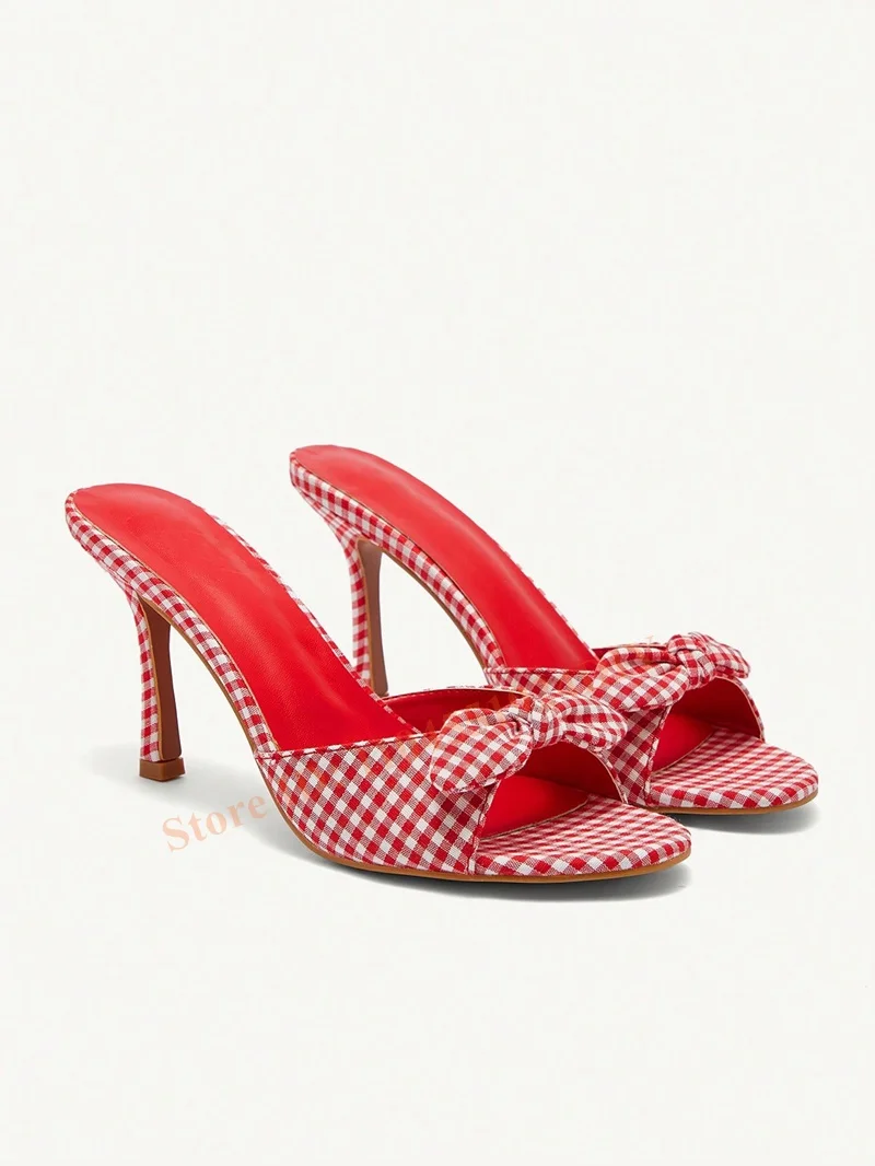 صنادل نسائية من جلد البولي يوريثان بمقدمة مدببة وكعب عالٍ وربطة عنق وعقدة أحذية ربيعية بكعب رفيع للنساء