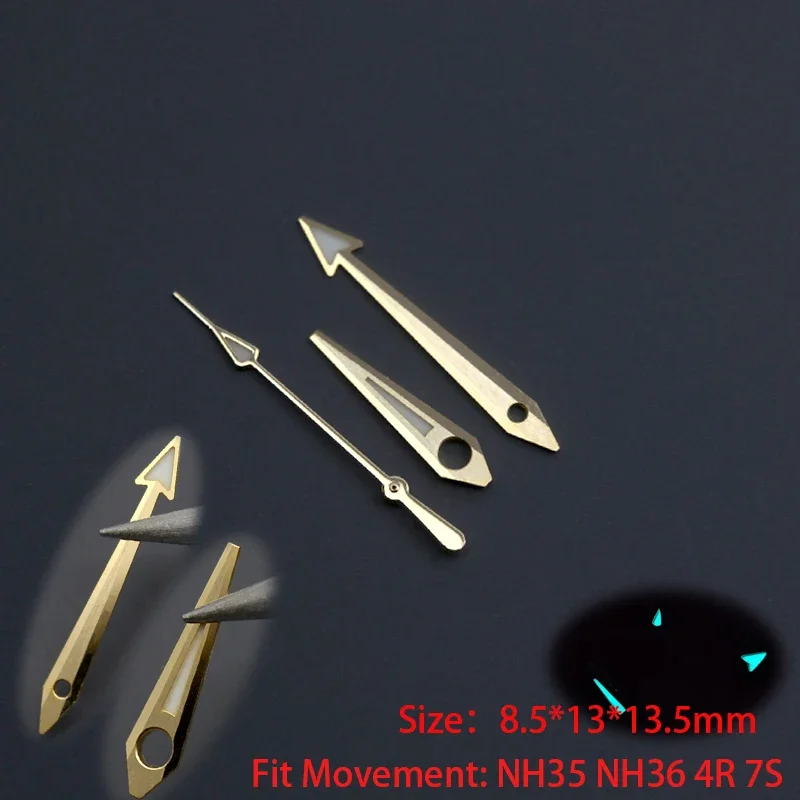 Gold Watch Hands Fit Japan NH35 NH36 7S 6R 4R With C3 Green Luminous For Sea Master OMG SKX007 SKX009 6105 PROSPEX Turtle