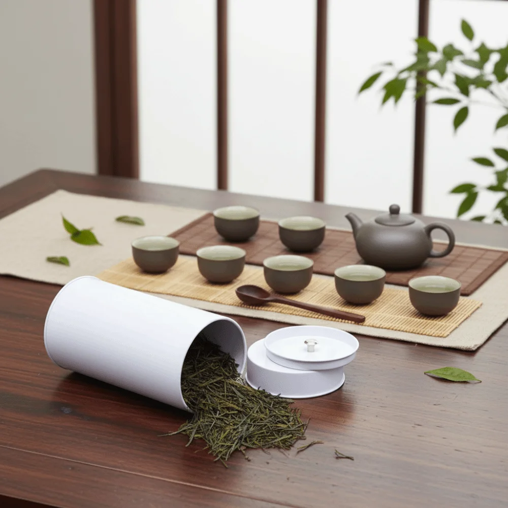 Double Seal Lid Tinplate Tea Canister Moisture-resistant Drop-resistant Tea Storage Tin Cylindrical Dust-resistant Tea Can Sugar