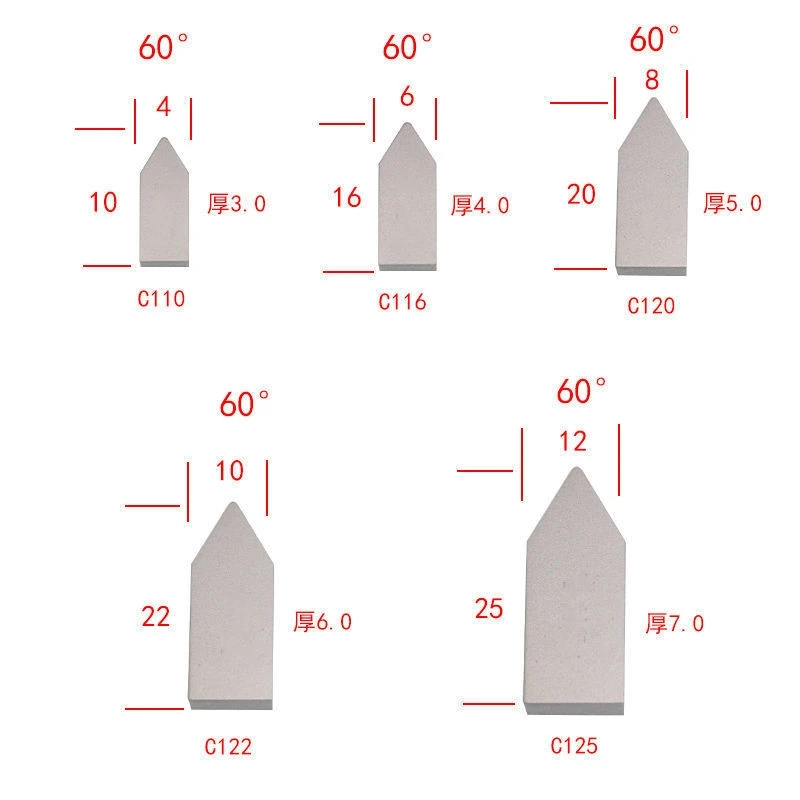 30PCS  YT5 / YT15 / YT14 / YG8 / YW1 / YW2 / YG6 C120 threading blade cnc carbide welding blade inserts brazed insert