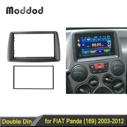 Panel de montaje para salpicadero de coche, marco de placa de bisel, doble 2 Din, para FIAT Panda (169), 2003-2012, Radio, CD, DVD