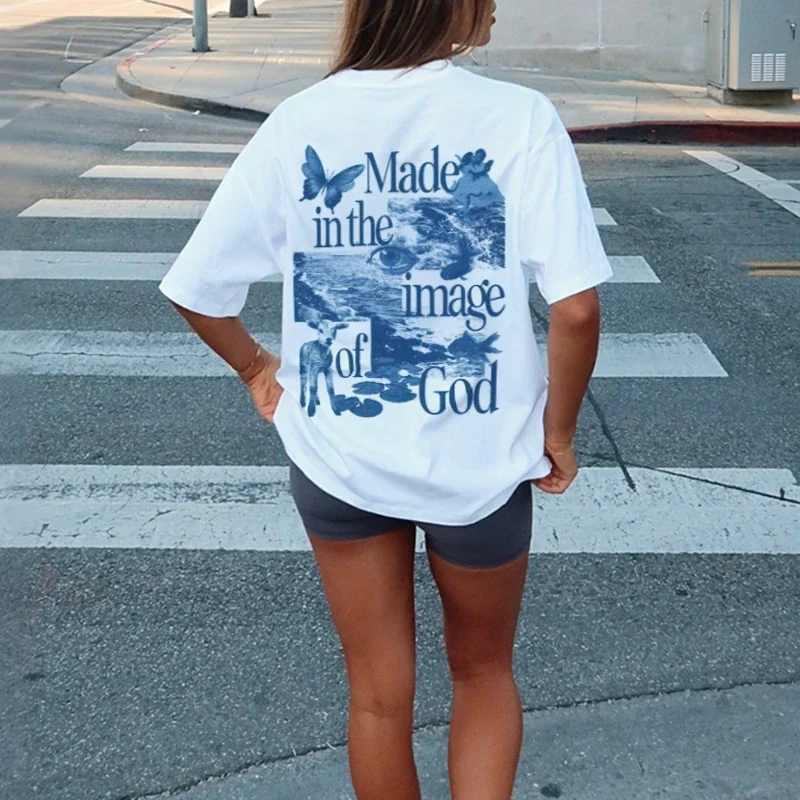 Image of God Church T Shirt Oversized Cool Christian Streetwear Aesthetic Religious Graphic Tees Women Men Faith Apparel Gift