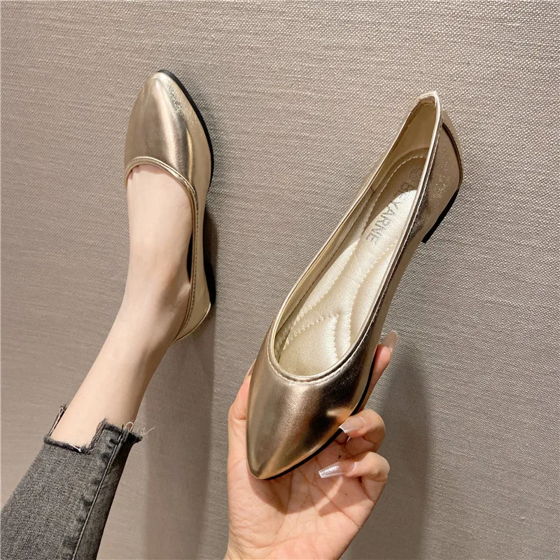 New Women Shoes Pointed Toe Casual Ballet Flats Comfortable Soft Bottom Loafers Flat Heel Shallow Ladies Single Shoes Zapatos