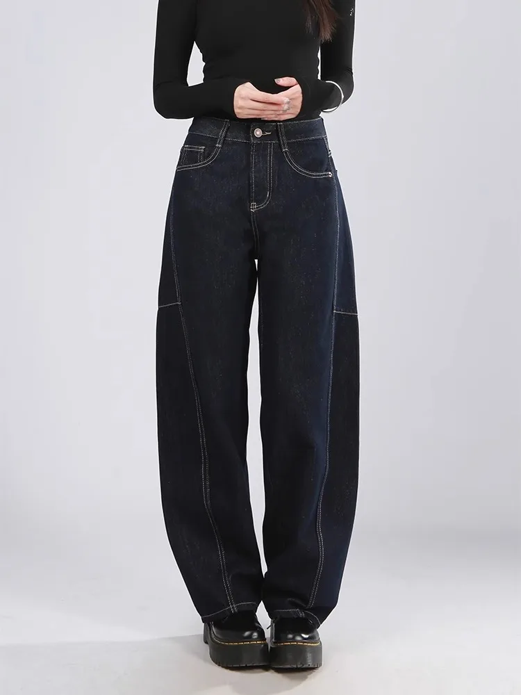 

Джинсы American Sle с высокой талией и прямыми штанинами, хлопковая джинсовая защита от выцветания, нож, коса, банан, женская модная осенняя одежда