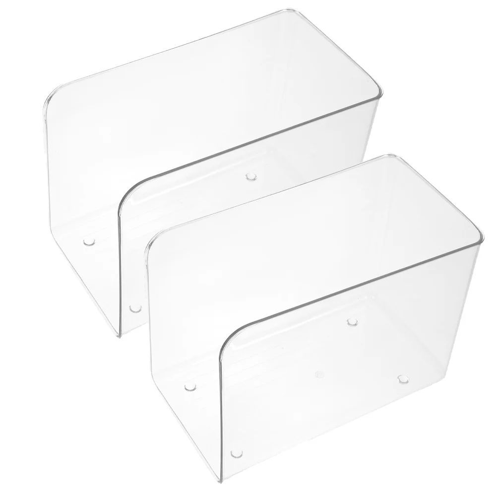 2Pcs Clear Bookend Acrylic File Organizer Magazine Files Storage Rack for Home Office Magazine Files Acrylic File Organizer