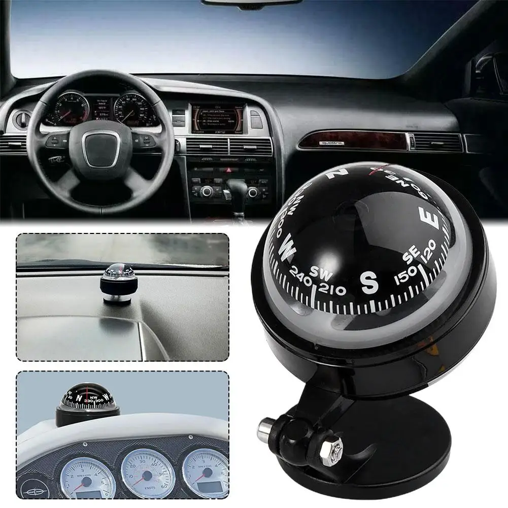 Car Dashboard Mount Navigation Compass Ball Plastic Accessories Guidance Car Direction Car Tool Compass Hiking Camping Dash B3T9