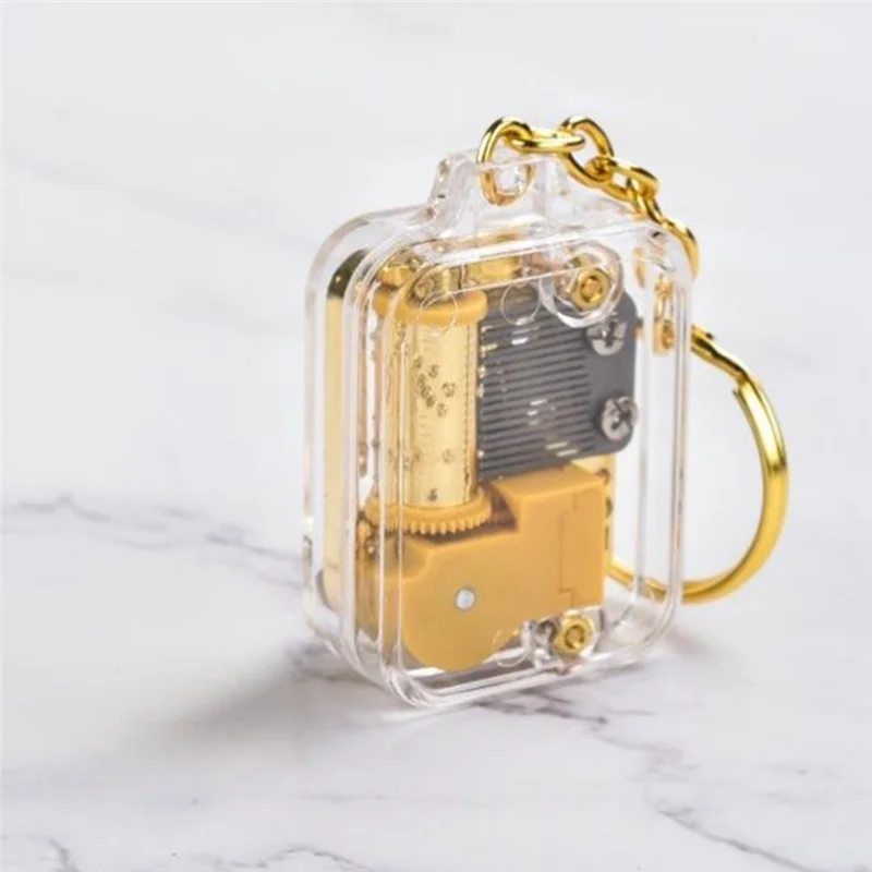 ABJF-Music Keychain Women Men Mini Music Box Movement Key Ring Musical Instrument Toy Car Bag Pendant Charms Jewelry