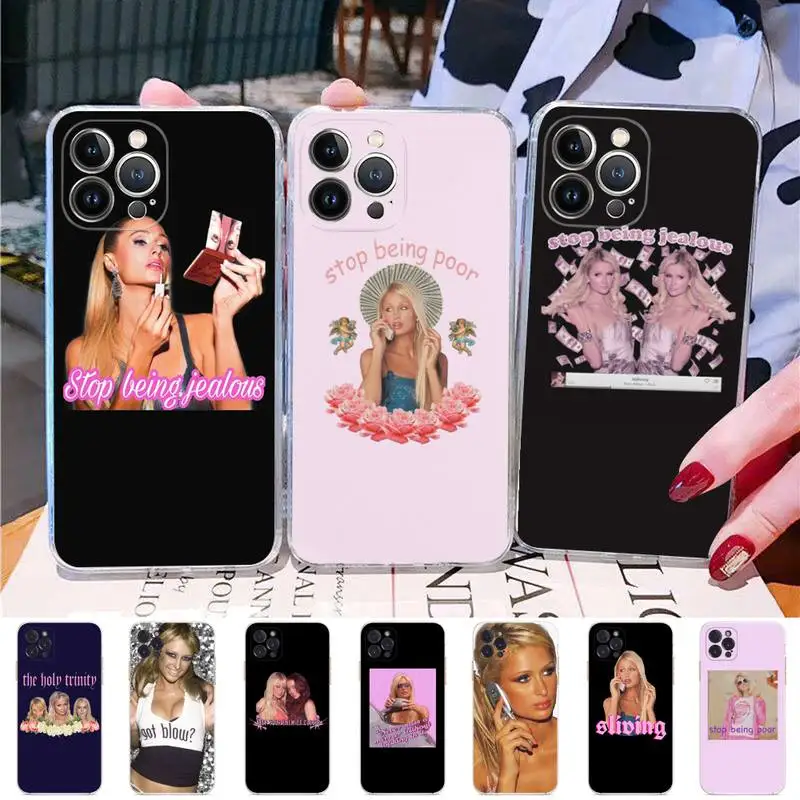 TOPLBPCS Paris Hilton Stop Being Poor Phone Case For iPhone 13 14 Pro Max XS XR 12 11 Pro 13 Mini 6 7 8 Plus Clear Back Cover