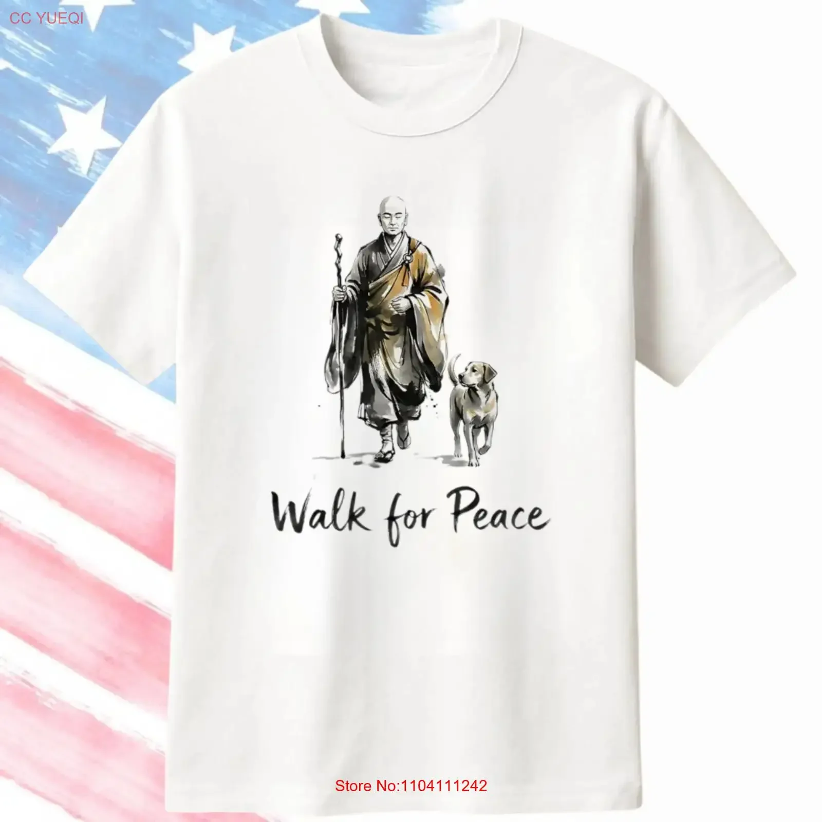 TRENDING Walk for Peace Monks with Aloka Dog Zen Art T Shirt Full Size S 5XL vintage Washed Stylish Soft fashion Casual