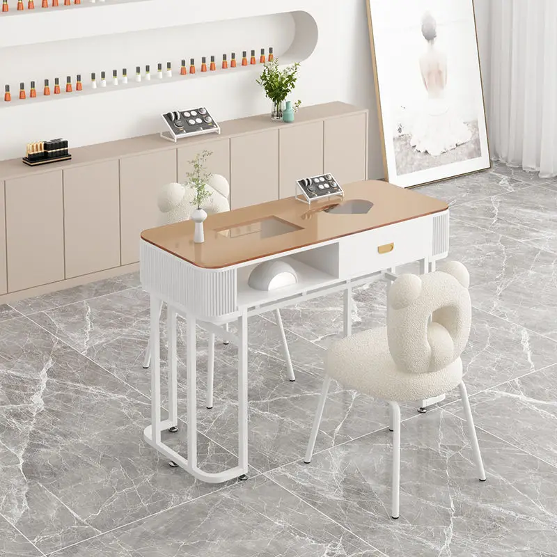 درج منظم طاولة مانيكير استقبال مربع مقاوم للماء مكتب الأظافر تنظيف سهل التنظيف أثاث صالون Nageltisch