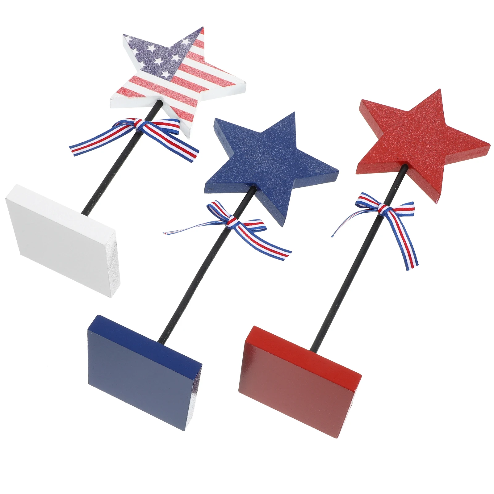 

3 Pcs Decor for Independence Day 4th of July Patriotic Wood Sign Party Table Patriotic DIY Wood Table Sign Home Accessories