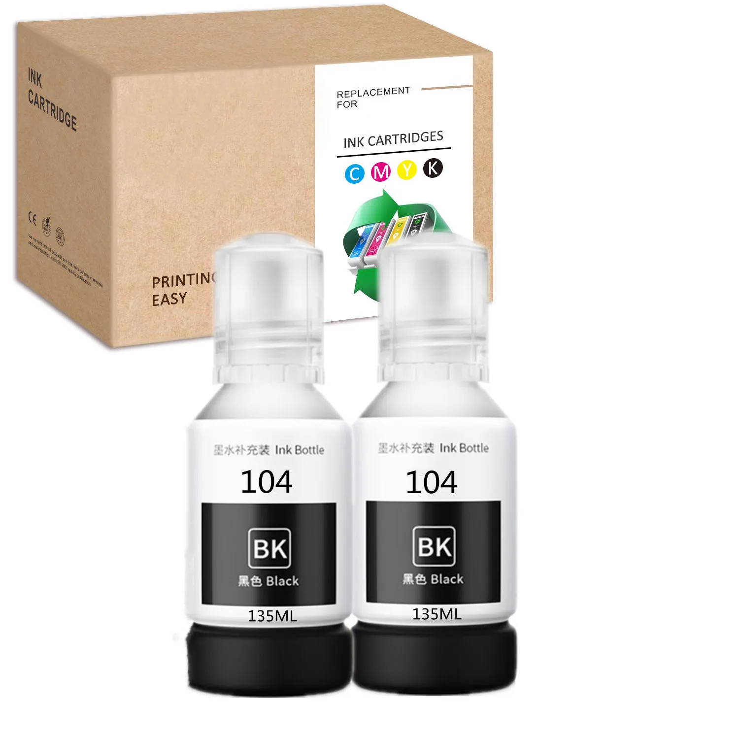 HS Compatible For Epson 104 Black Ink for ET-2710 ET-2711 ET-2712 ET-2714 ET-2715 ET-2720 ET-2726 ET-4700 Ink ET-2710 Unlimited