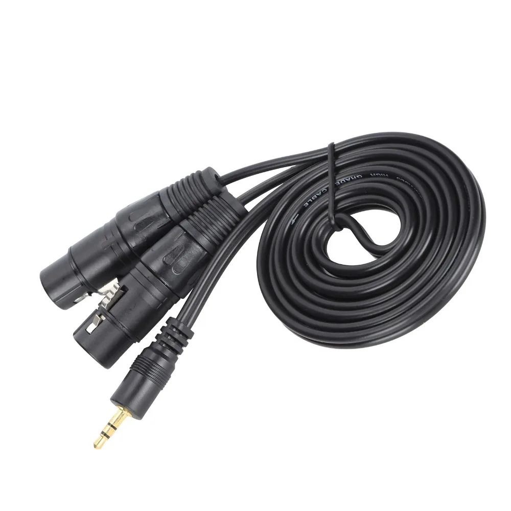 Thickened PVC Jacket 3.5mm to Dual 3PIN XLR Female Microphone Cable Flexible Connect Condenser Microphone Audio Line