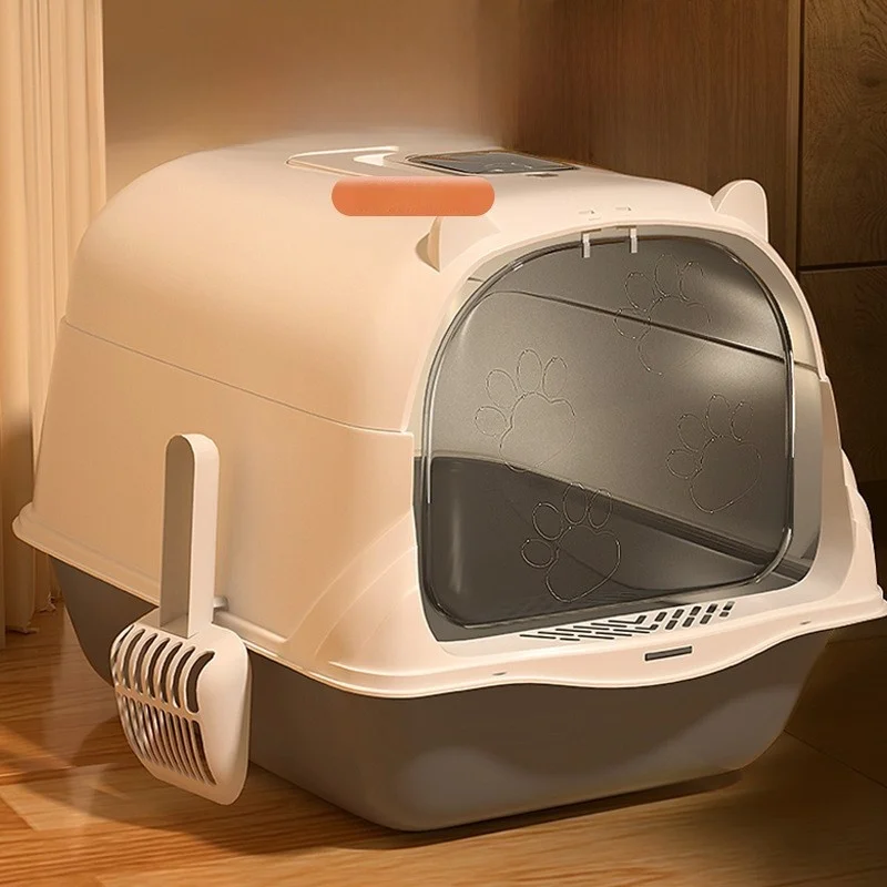 

Большой закрытый лоток для кошек с УФ-стерилизацией, контролем запаха, защитой от разбрызгивания и интегрированным дизайном