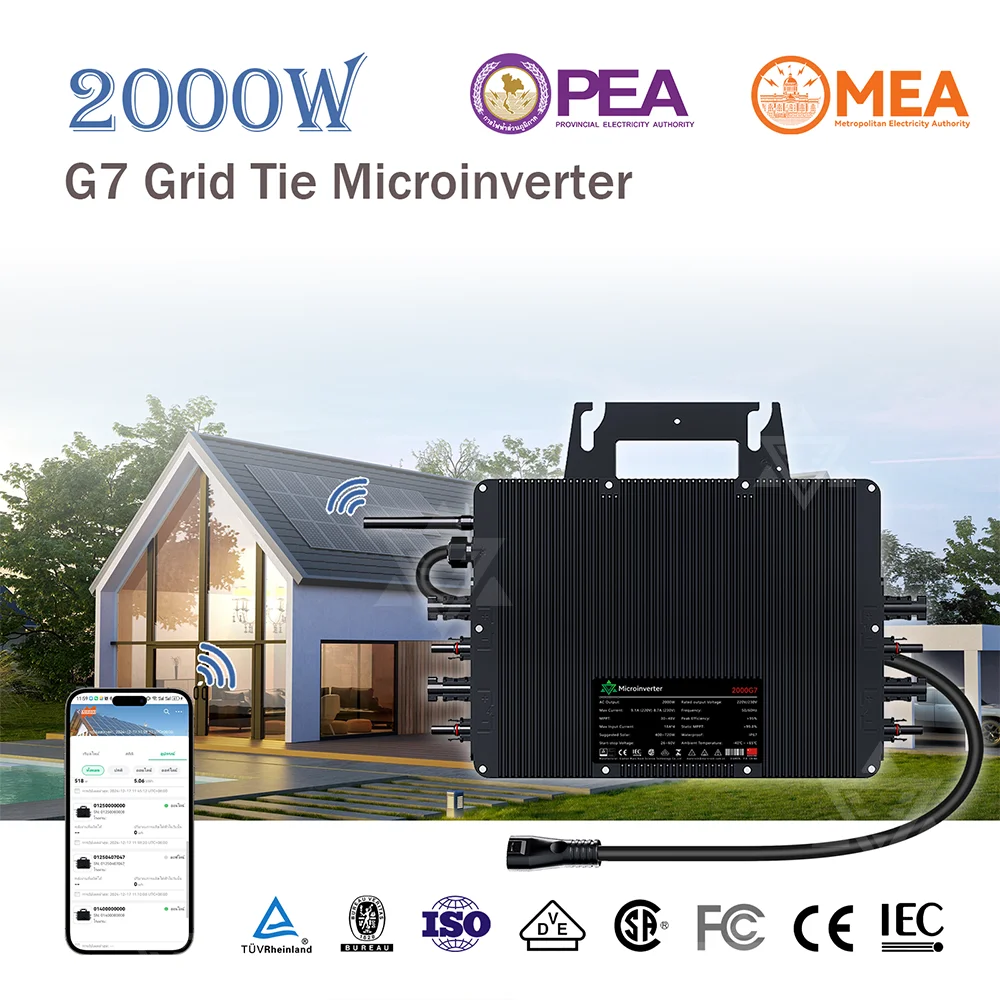 2000W 26-60VDC Solar Micro Intelligent Inverter, built-in WiFi, 207-253VAC for Solar Grid Connected Power Generation System