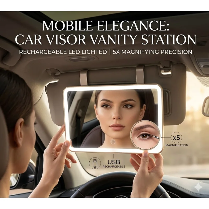 

Car Interior Sun Visor LED Makeup Vanity Mirror 5X Rechargeable