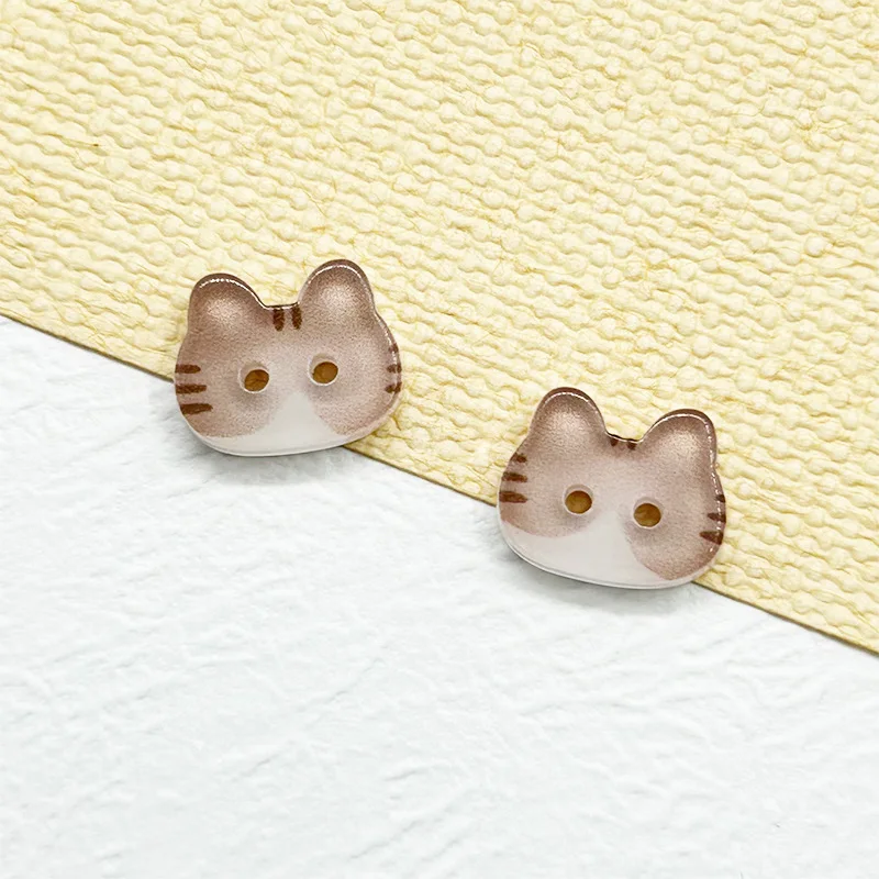 20Pcs Cute Cat Two-eye Buttons 12mm Colourful Cartoon Cat Resin Buttons DIY Kids' Clothes Hats Socks Buttons for Creative Use image 6