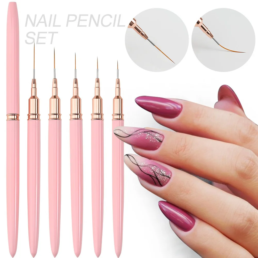 Kit-3/5 Size-7/9/11/15/25mm Nail Art Brushes UV Gel Painting Brush Manicure Tool