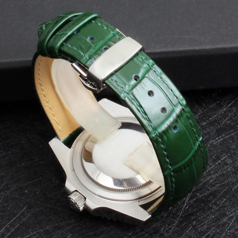 Good Quality Fashion Green Sport Watch Strap For Seiko for Rolex Omega Women Men Genuine Leather Watch Band 16mm 18mm 20mm 22mm